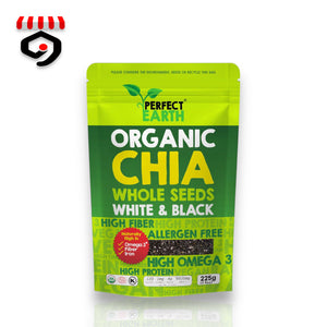 Perfect Earth Organic Chia Whole Seeds White & Black 225g