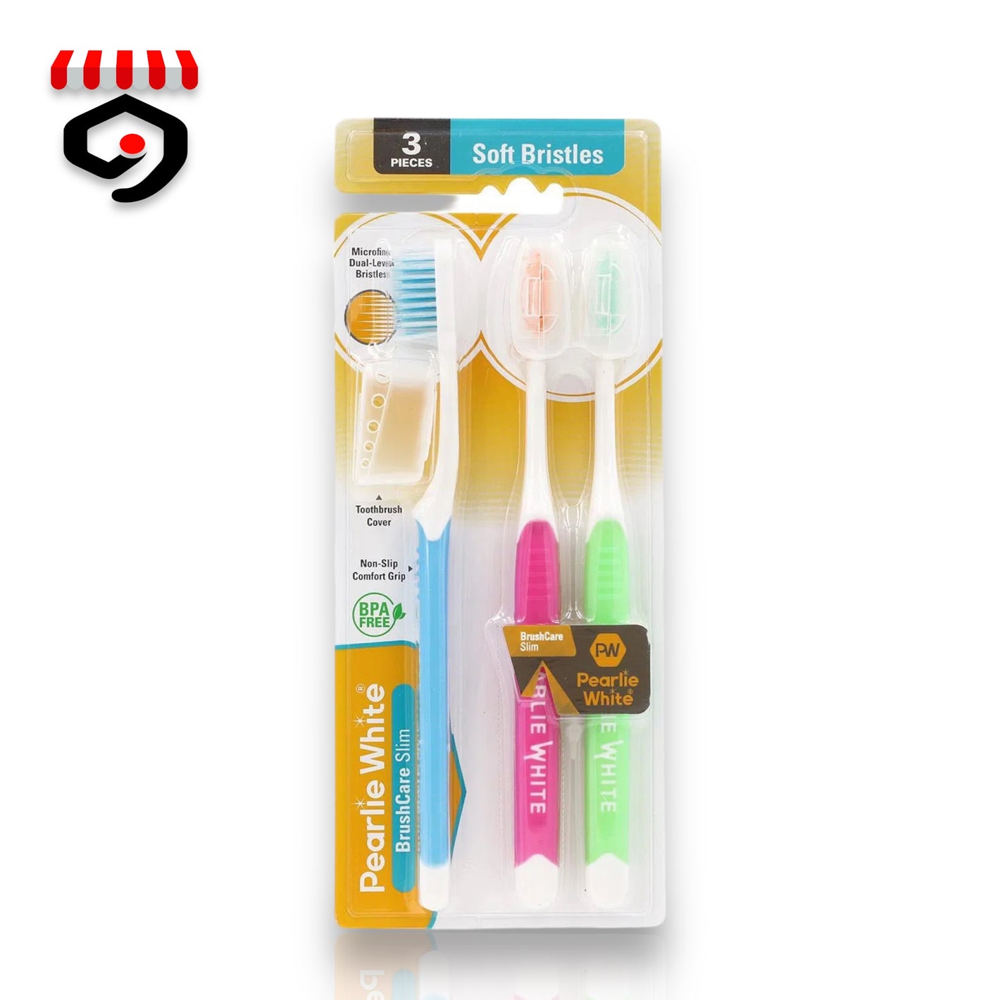 Pearlie White Brush Care Slim Soft Bristles Toothbrush 3Pieces